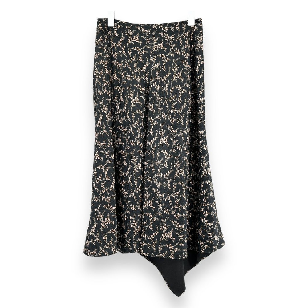 Jonathan Simkhai Black Silk Handerkerchief Floral Print Midi Skirt - Picture 3 of 10